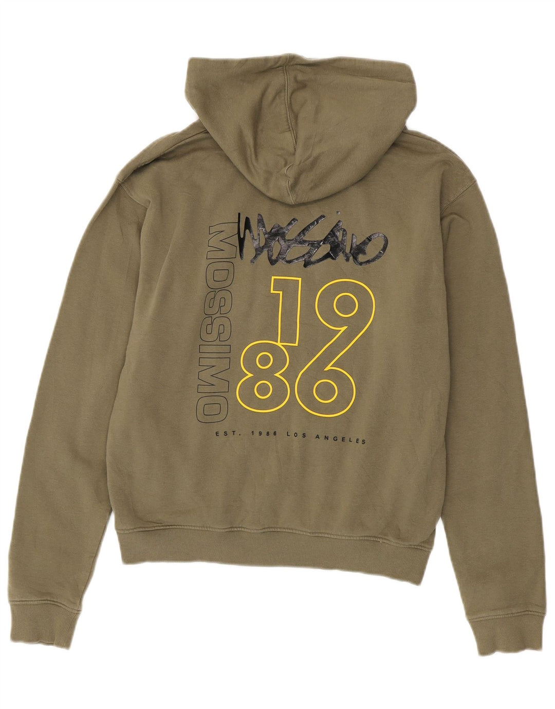 Damski sweter z kapturem i grafiką Mossimo US 12, duża bawełna khaki