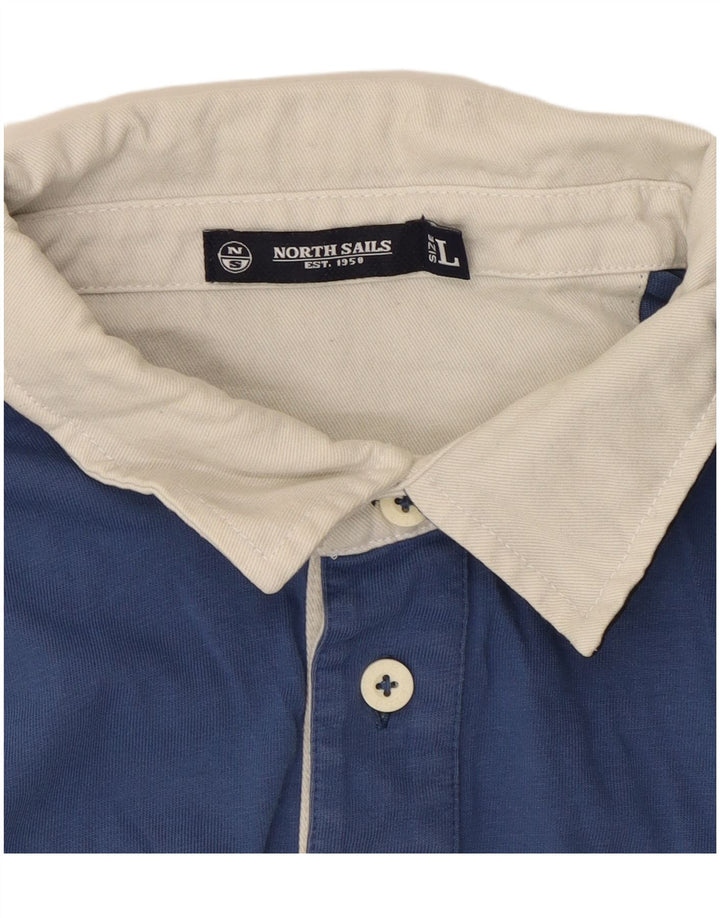 Męska koszulka polo North Sails, duża, niebieska, bawełniana w bloki kolorów