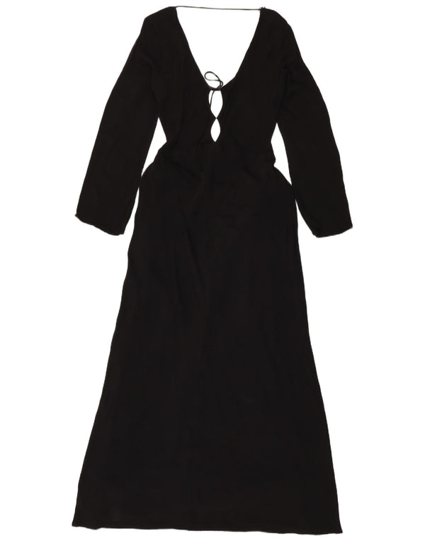 Damska sukienka maxi z długim rękawem ZARA UK 18 XL Czarna wiskoza