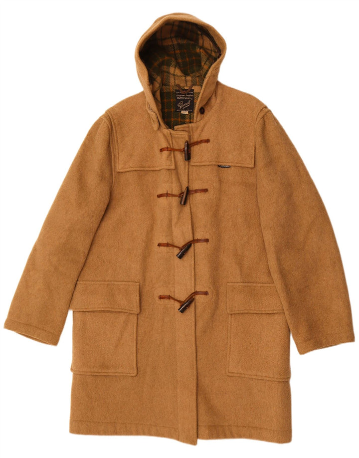Damski płaszcz z kapturem Gloverall UK 42 XL, beżowa wełna