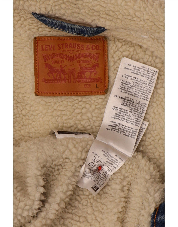 Męska kurtka dżinsowa Levi's Sherpa UK 40, duża niebieska bawełna