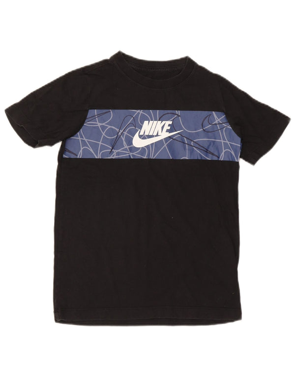 Chłopięcy T-shirt z grafiką Nike na 10-11 lat, średni czarny, geometryczny, bawełniany