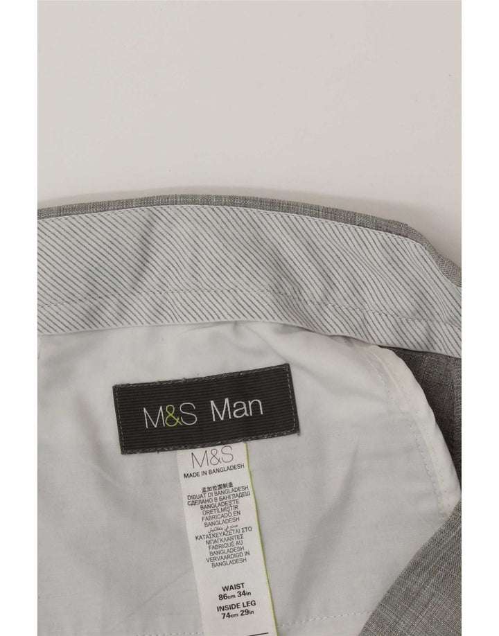 Męskie spodnie garniturowe Marks & Spencer W32 L29 Szary poliester
