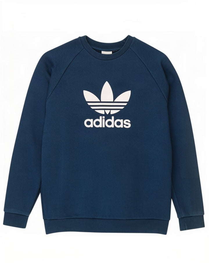 Męska bluza Adidas z grafiką, średnia niebieska, bawełniana