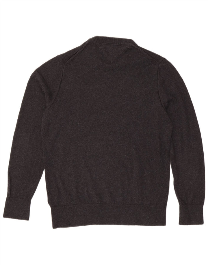 Męski sweter z okrągłym dekoltem Tommy Hilfiger, średnioszary, bawełniany
