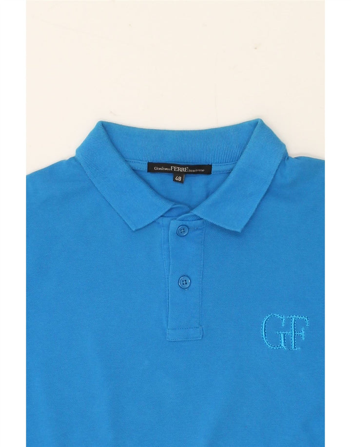 GIANFRANCO FERRE Mens Polo Shirt IT 48 Medium Blue Cotton Vintage Gianfranco Ferre and Second-Hand Gianfranco Ferre from Messina Hembry 