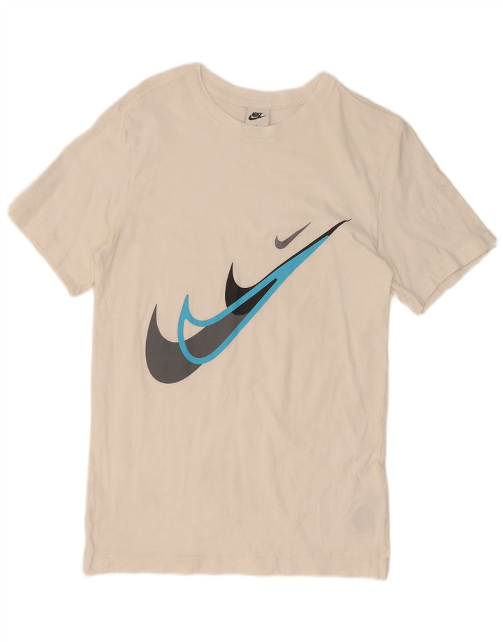 Męski T-shirt z grafiką Nike, mały, biały, bawełniany