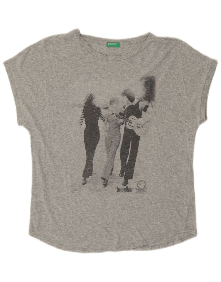 Damska koszulka graficzna UNITED COLORS OF BENETTON Top UK 14 Średni szary