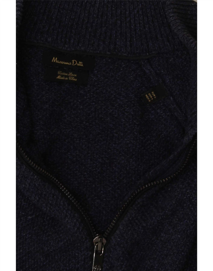 Męski sweter rozpinany Massimo Dutti, duży, granatowy, bawełniany