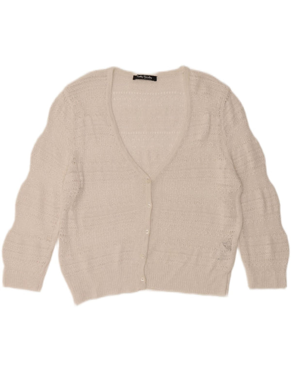 BETTY BARCLAY Womens See Through Cardigan Sweater UK 16 Large  White