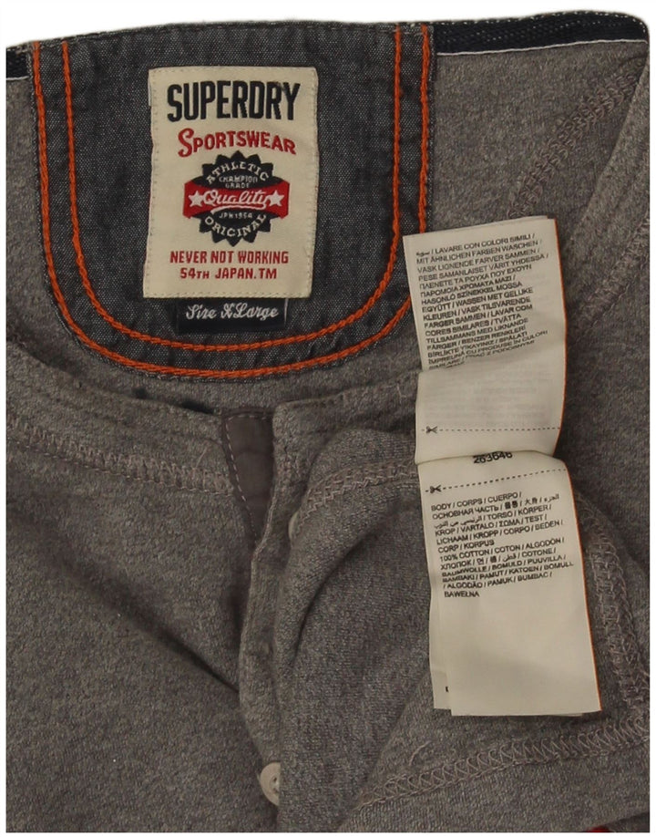 Męski top Superdry z długim rękawem XL, szary, bawełniany