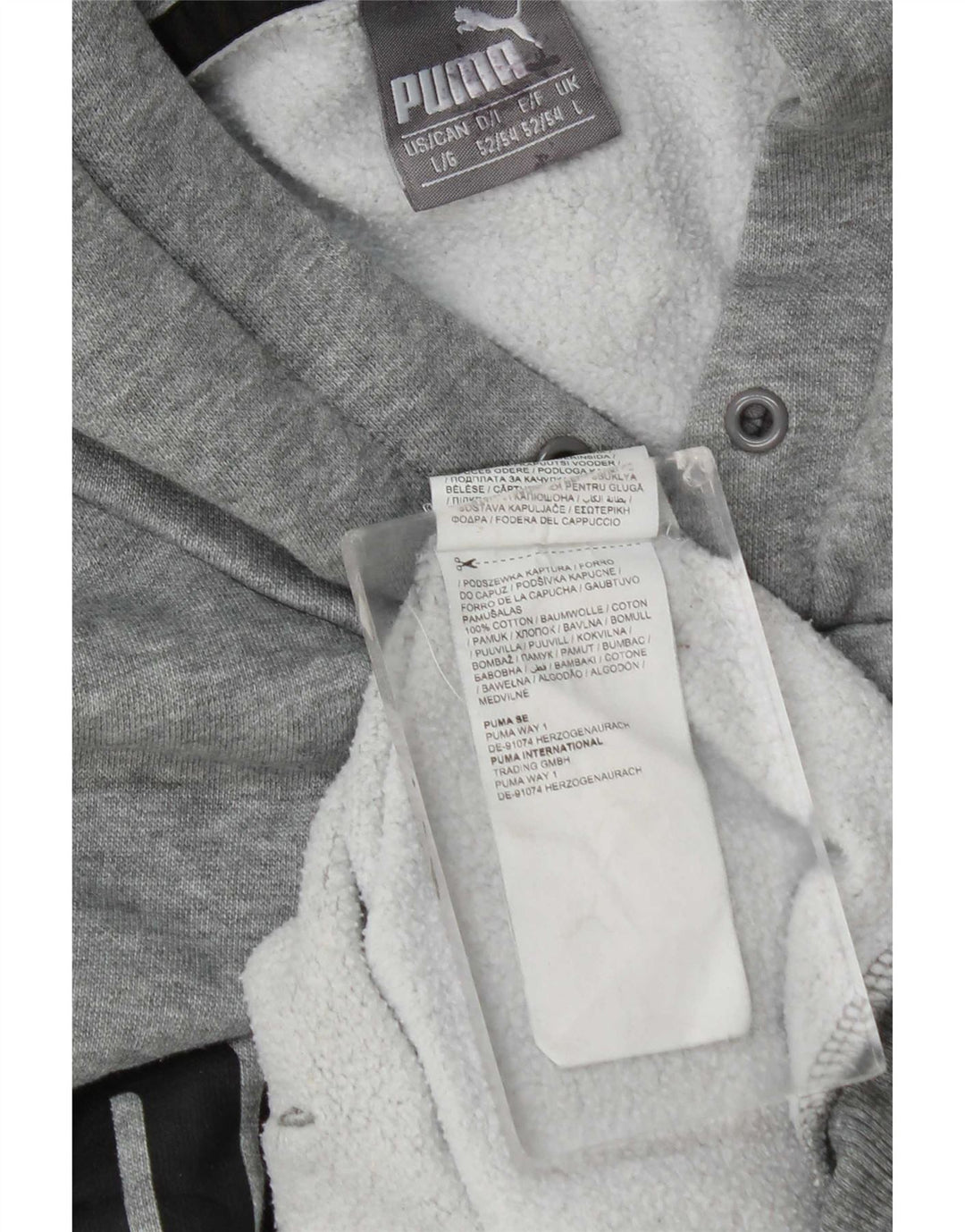 Męski sweter z kapturem Puma z grafiką, duży, szary, bawełniany