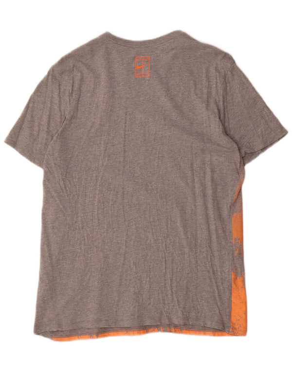 Męski T-shirt Nike o sportowym kroju z grafiką, duży, szary, bawełniany blok kolorów
