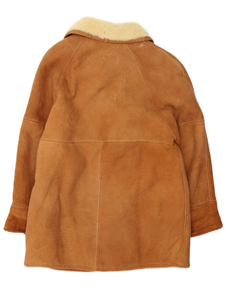 Męska kurtka shearling w stylu vintage US 6, średni brąz