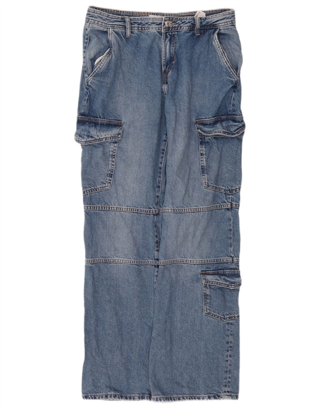 Dżinsy damskie Zara Cargo Straight EU 40 Medium W30 L31 Niebieskie bawełniane