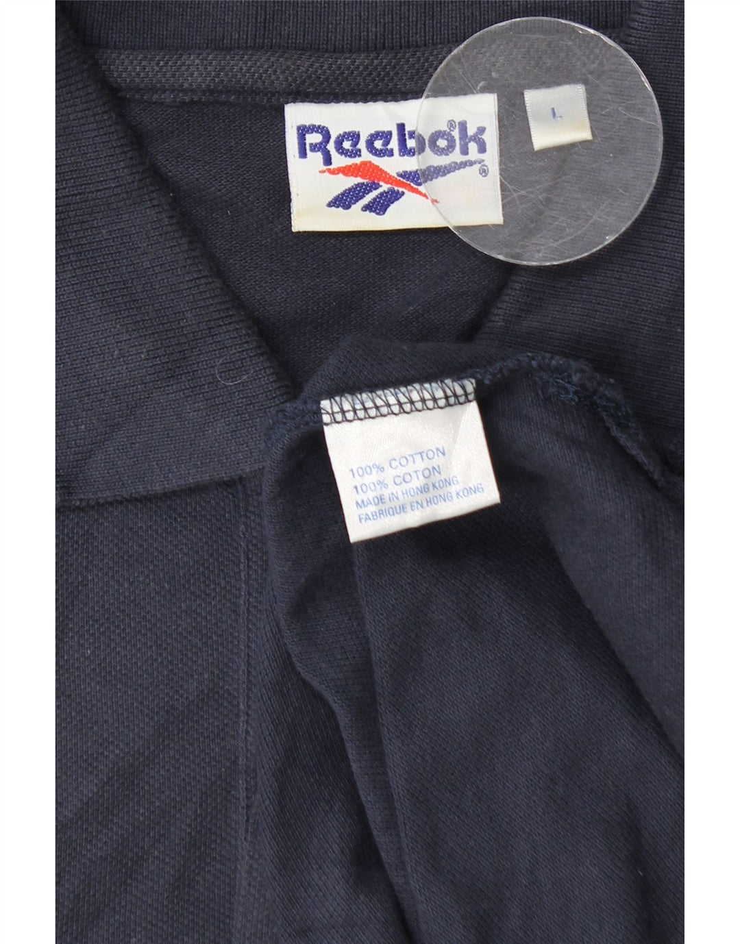 Męska koszulka polo Reebok, duża, granatowa, bawełniana