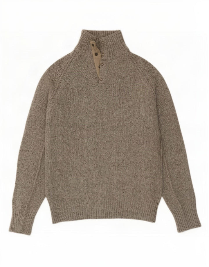 Marks & Spencer Męski sweter zapinany na guziki, mały, szary, bawełniany w plamki