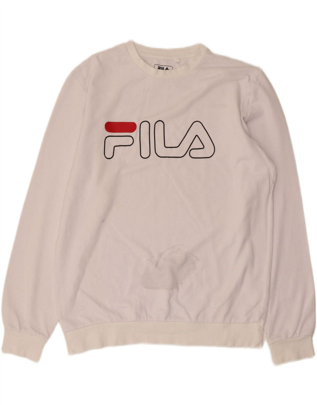FILA Męska bluza z grafiką, duża, biała, bawełniana