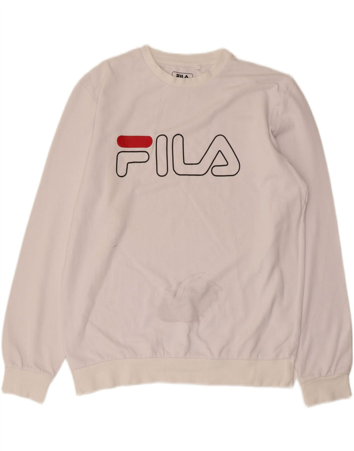 FILA Męska bluza z grafiką, duża, biała, bawełniana