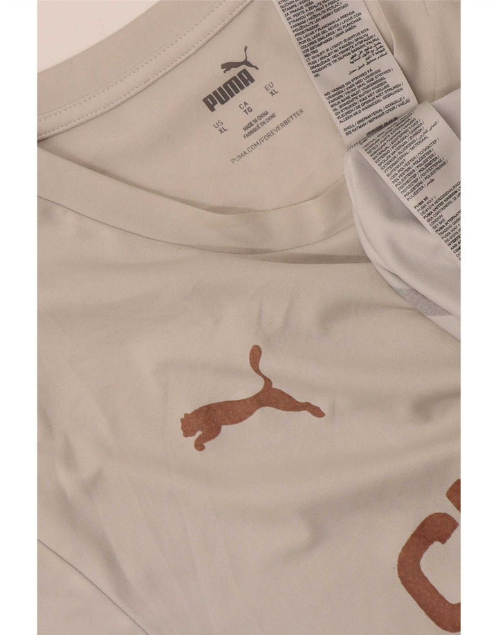Męska koszulka z grafiką Puma, góra XL, biały poliester