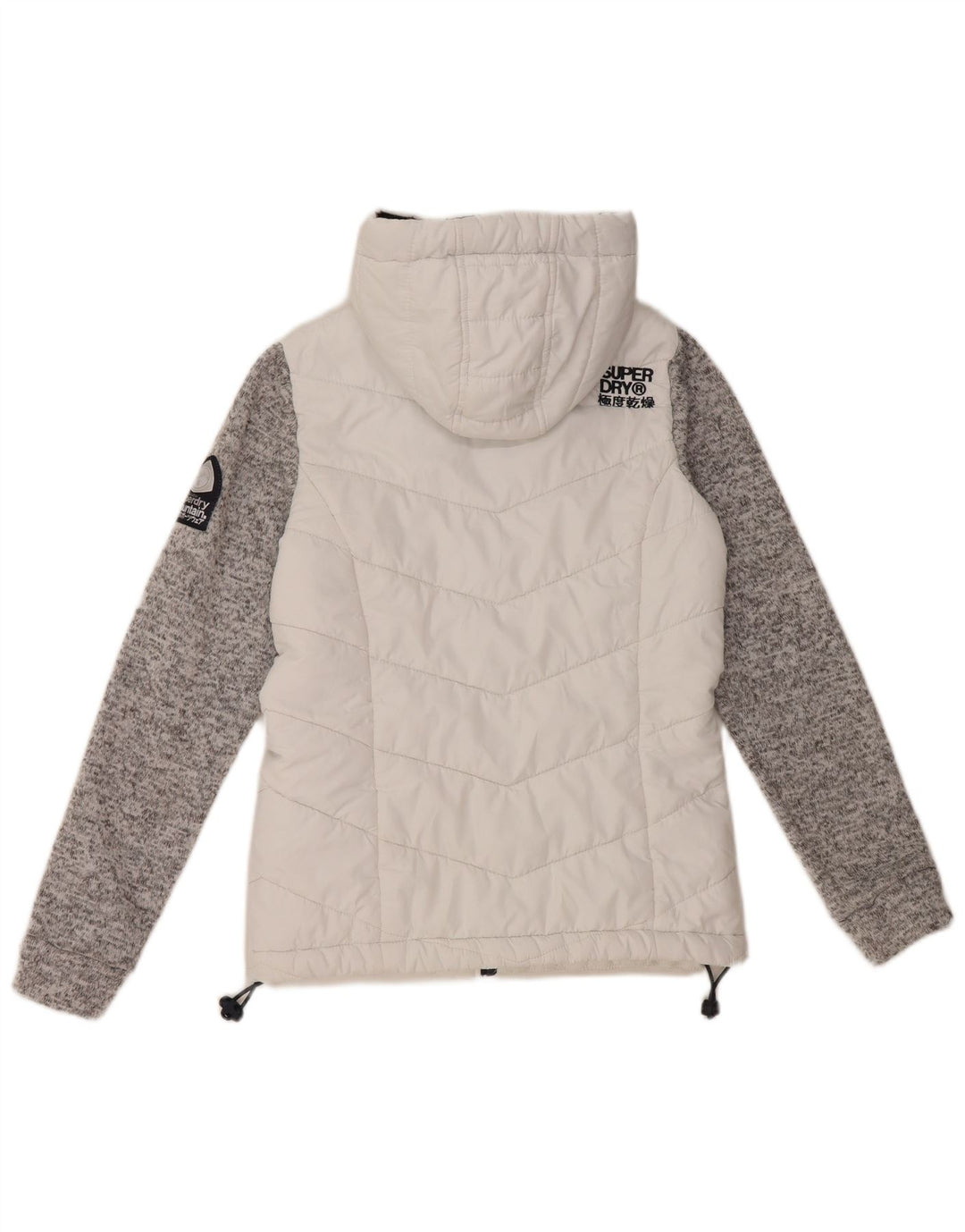 Damska ocieplana kurtka z kapturem Superdry UK 8, mała, biała, z blokami kolorów