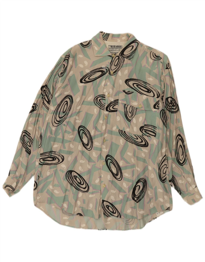 Koszula męska w stylu vintage w abstrakcyjny wzór, średnia wielobarwna bawełna