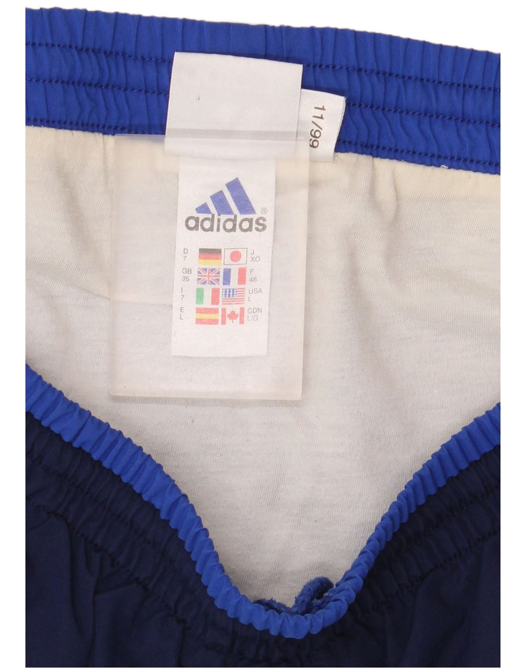 Męskie spodenki sportowe Adidas, duże, granatowe, z blokami kolorów, poliestrowe