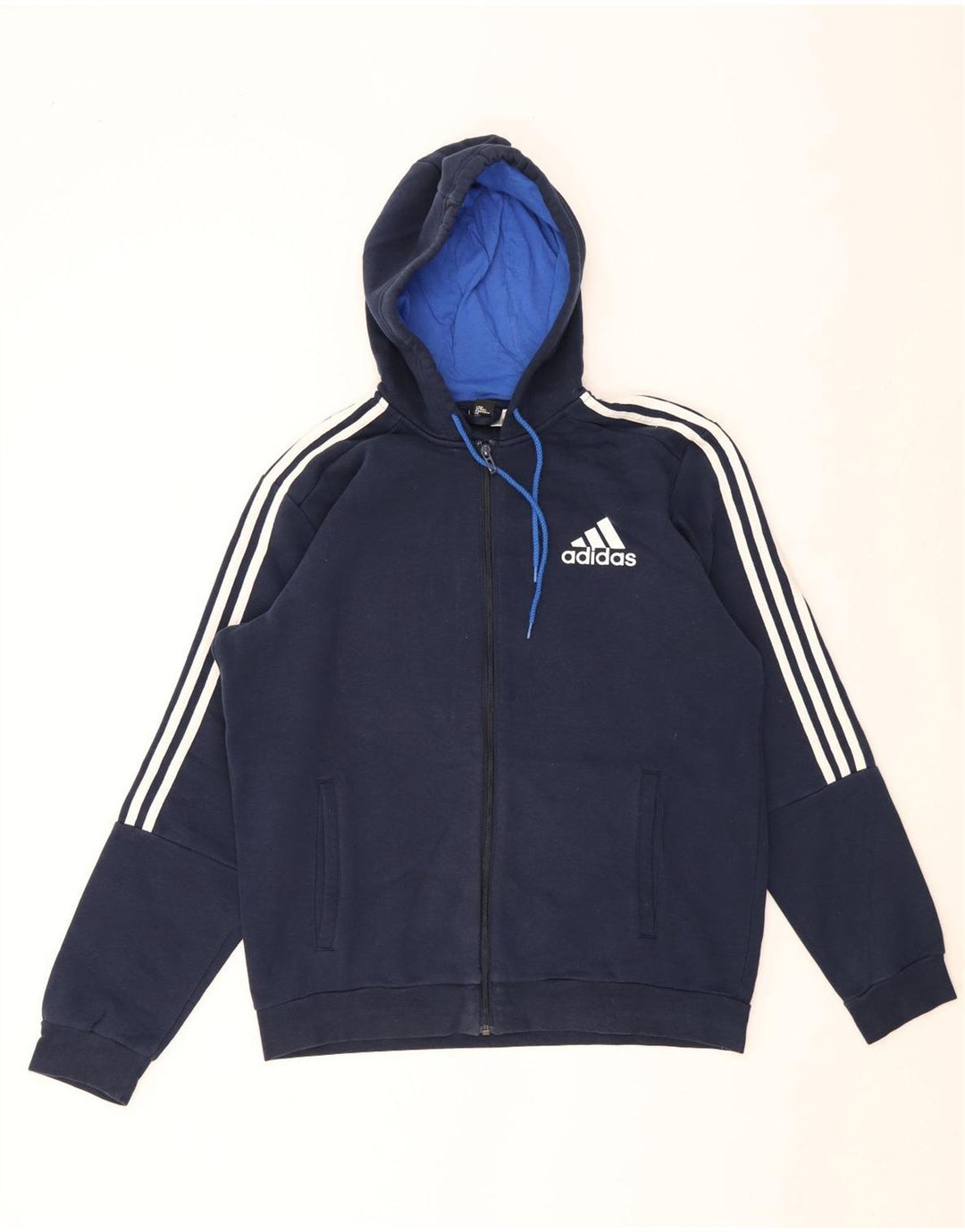 Adidas Męski sweter z kapturem i zamkiem błyskawicznym, duży, granatowy