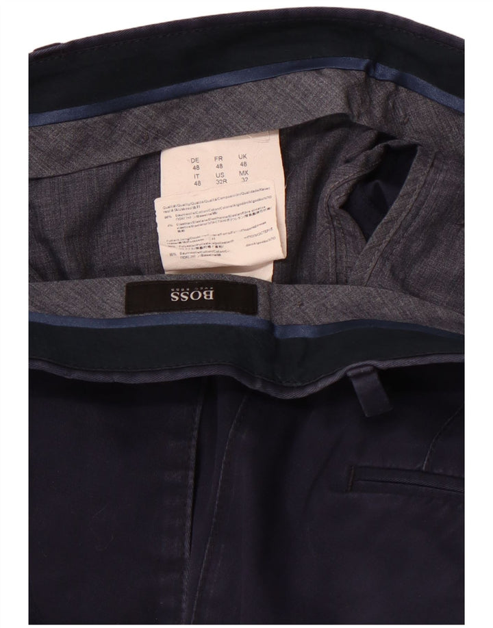 Męskie proste spodnie chino HUGO BOSS IT 48 Medium W34 L32 granatowe