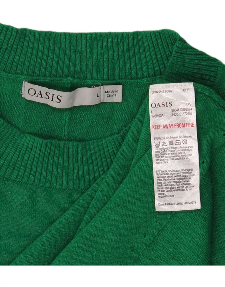 Damski sweter oversize Oasis z okrągłym dekoltem, UK 16, duża, zielona wiskoza
