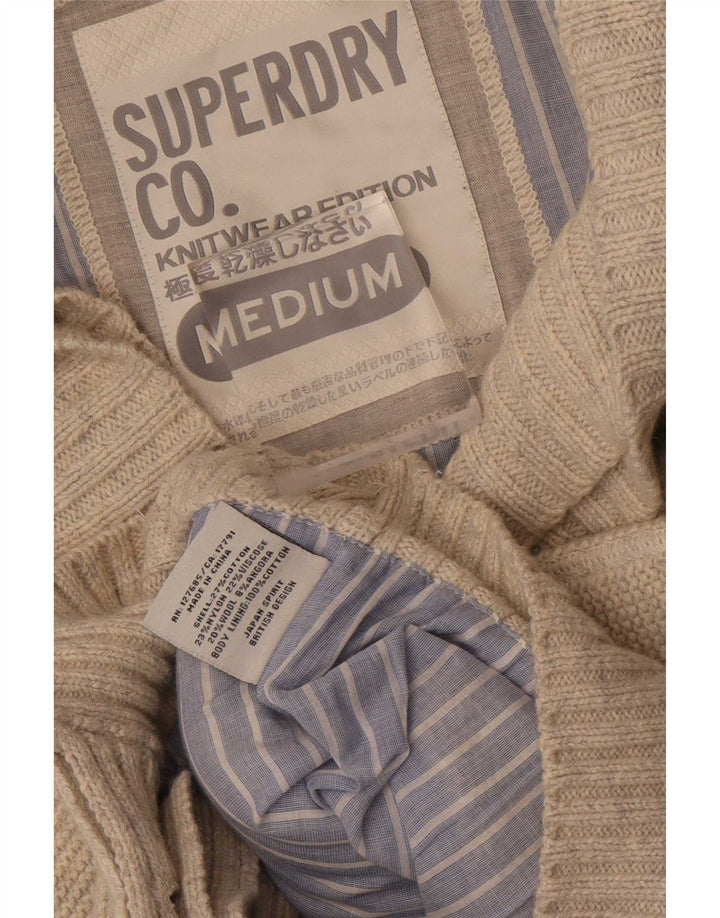 Męski sweter kardigan Superdry w kolorze średniego beżu, bawełniany