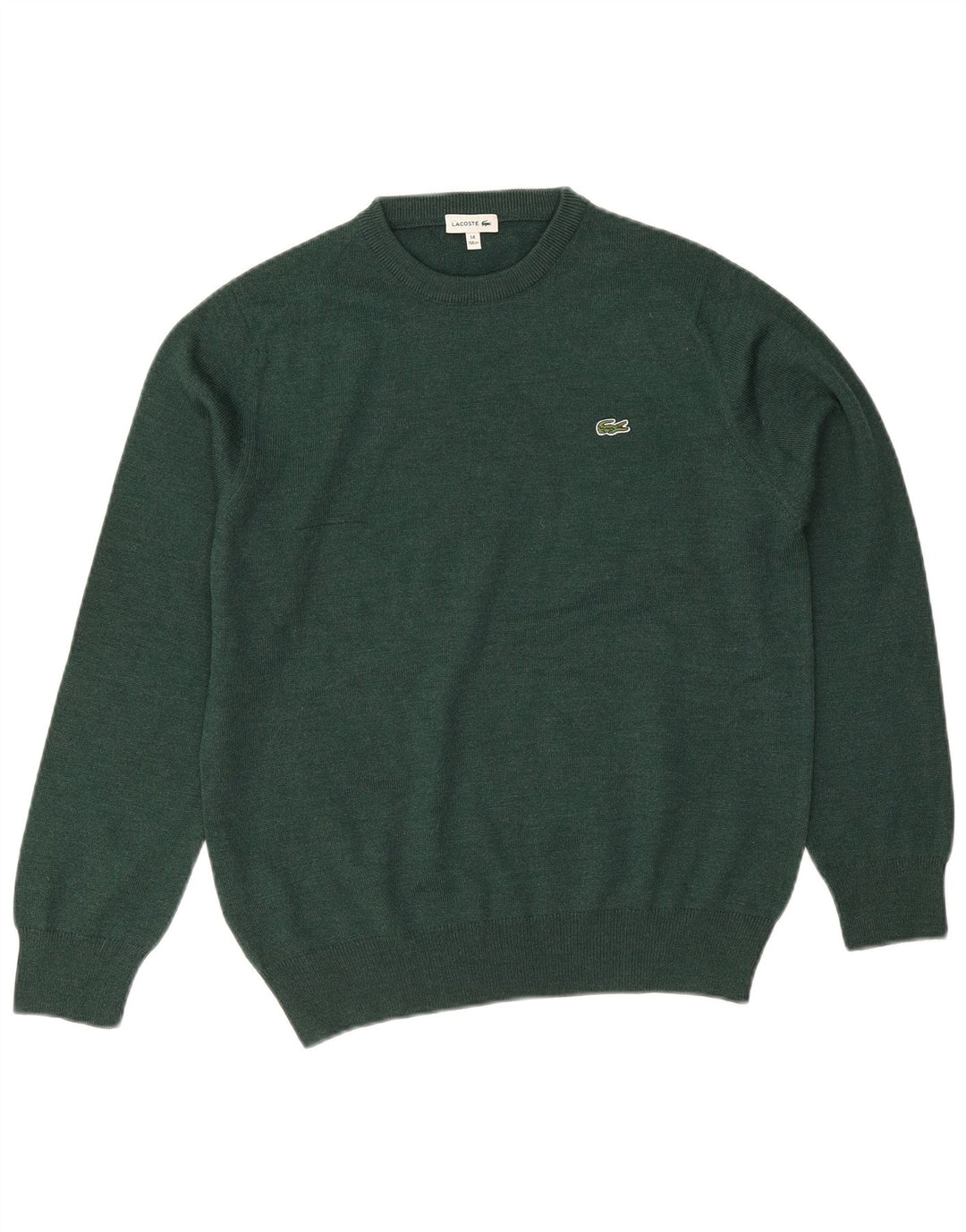 Lacoste Chłopięcy sweter z okrągłym dekoltem 13-14 lat, zielona wełna