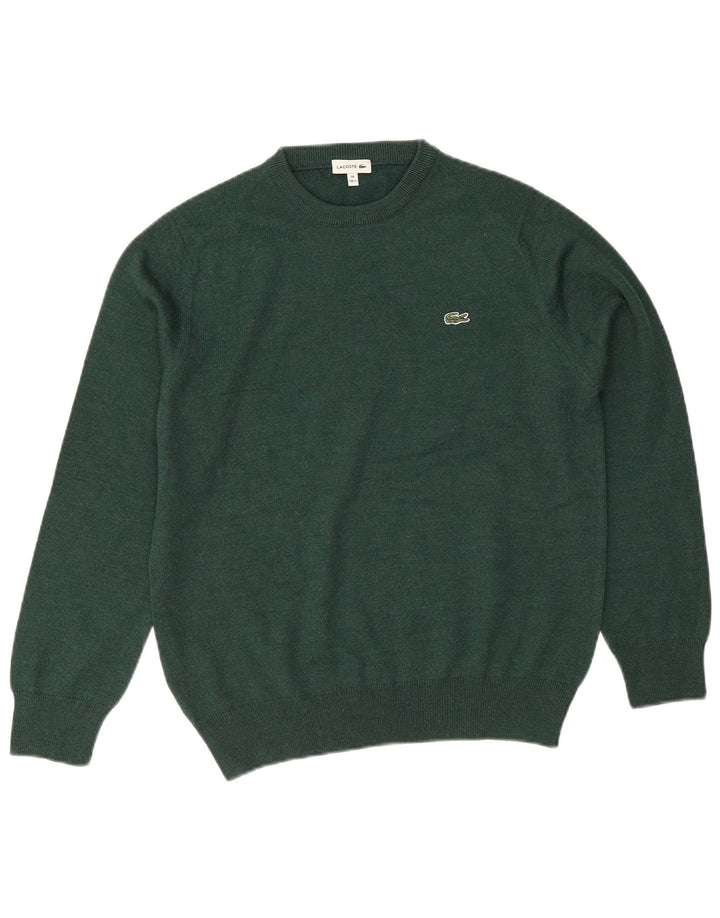 Lacoste Chłopięcy sweter z okrągłym dekoltem 13-14 lat, zielona wełna