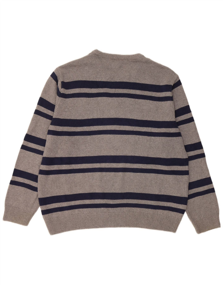 Męski sweter z wycięciem pod szyją Chaps 2XL Szara bawełna w paski