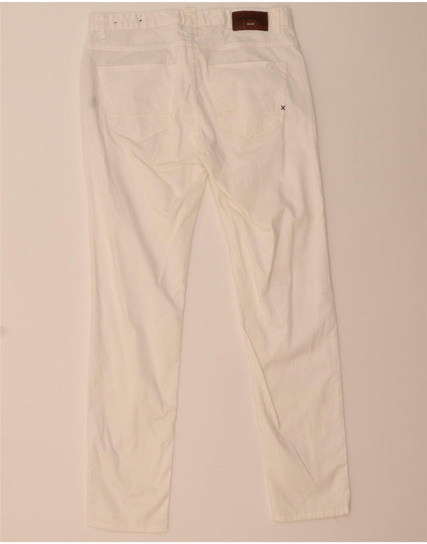 Zara Mens Slim Casual Trousers EU 44 Large W34 L31 White Cotton