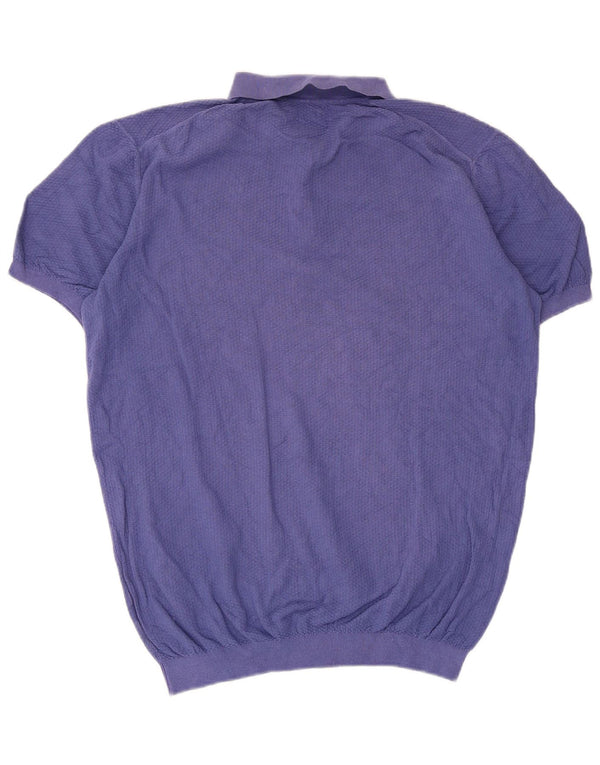 Męski sweter polo Massimo Dutti z krótkim rękawem i dekoltem XL, niebieski