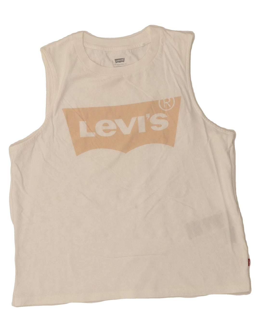 LEVI'S Womens Graphic Vest Top UK 14 Medium White Cotton Vintage Levi's and Second-Hand Levi's from Messina Hembry 