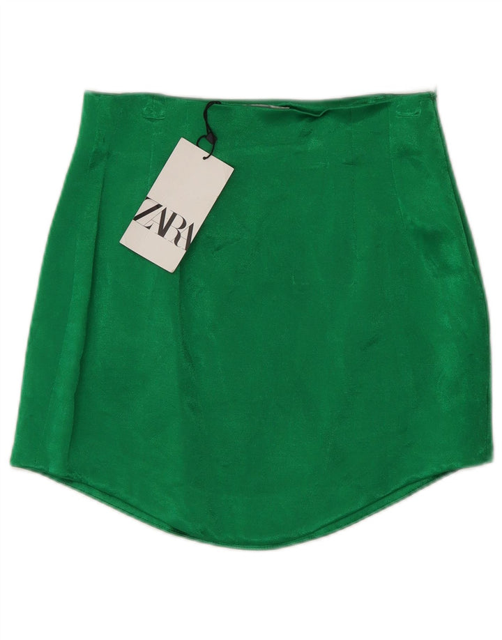 Damska spódniczka mini Zara XS W24 Zielona wiskoza