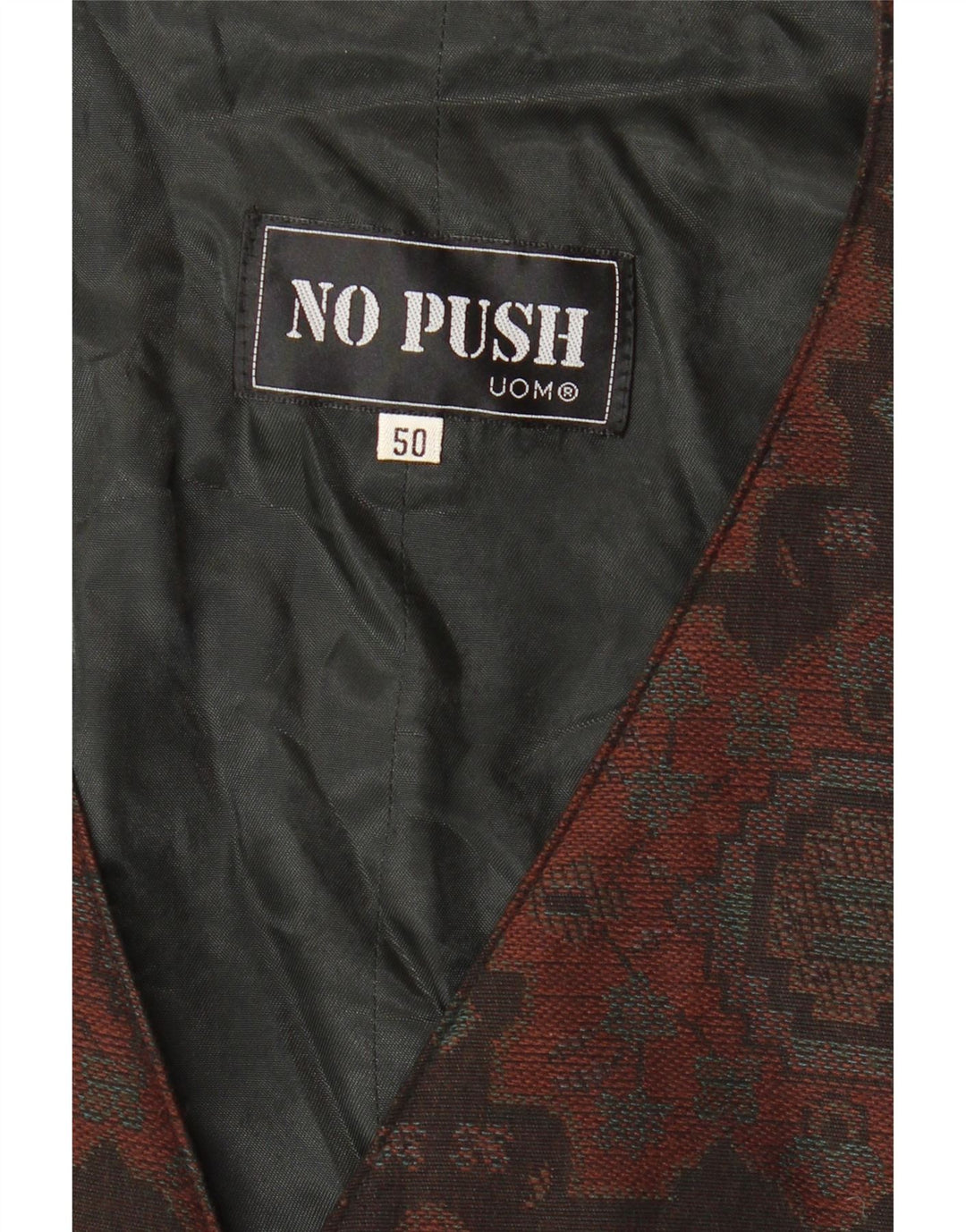 Vintage męska kamizelka IT 50 średni brąz Ikat poliester