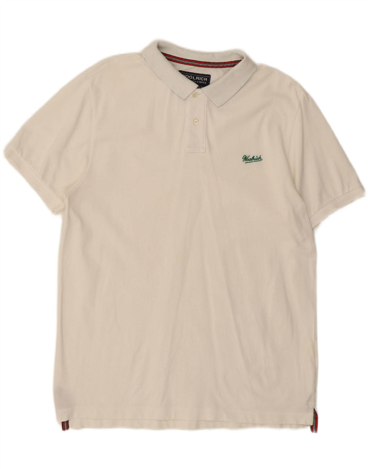 WOOLRICH Mens Polo Shirt Medium White Vintage Woolrich and Second-Hand Woolrich from Messina Hembry 