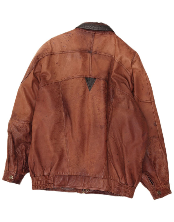Vintage męska kurtka skórzana UK 42 XL brązowa skóra