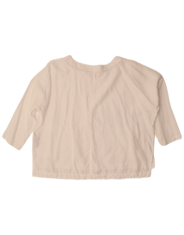 Damska bluzka oversize z rękawem 3/4 Fat Face, mała, biała lniana UK 10