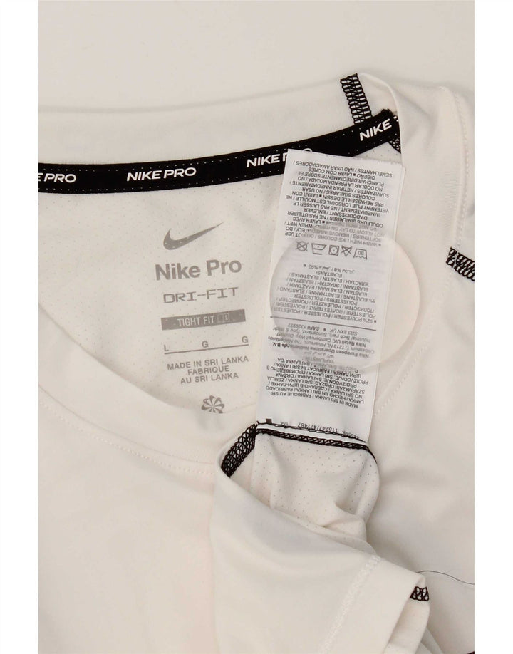 Męski T-shirt z grafiką Nike Dri Fit, duży, biały, poliestrowy