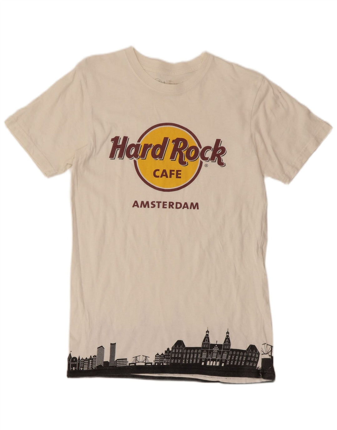 HARD ROCK CAFE Męski T-shirt z grafiką Amsterdam, mały, biały, bawełniany