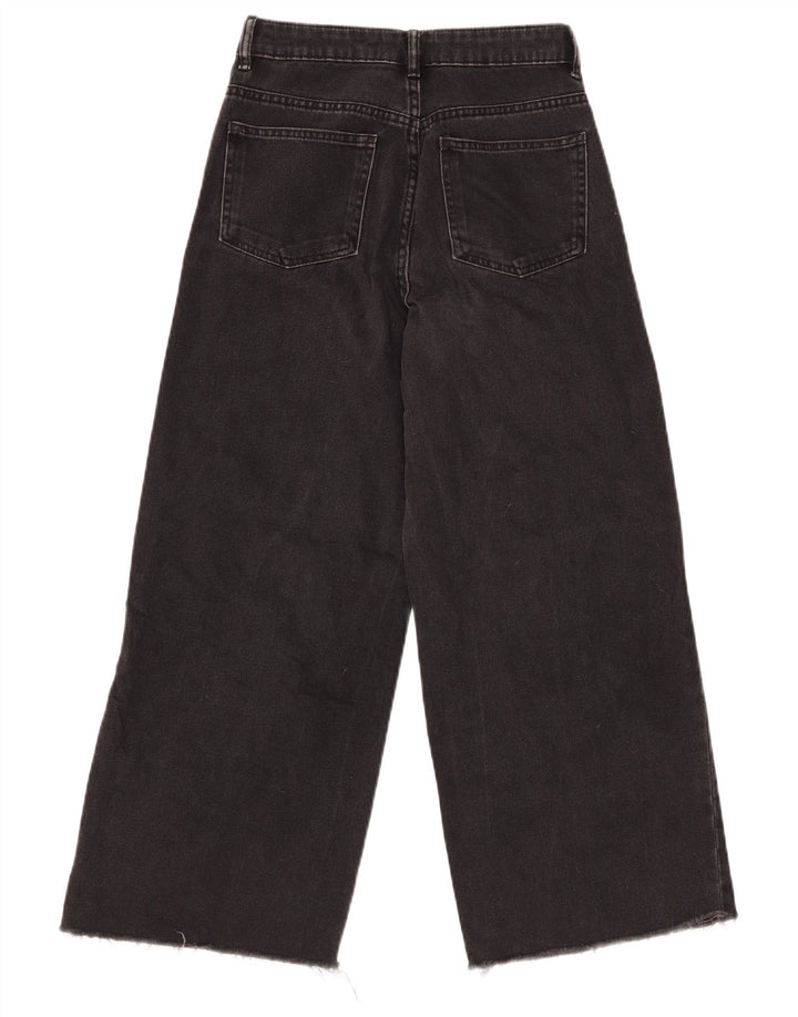 Damskie jeansy z wysokim stanem i szeroką nogawką ZARA W22 L25 Czarna bawełna