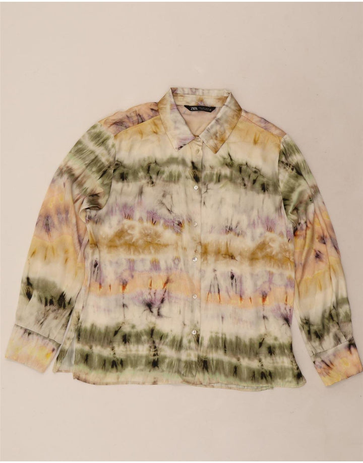 Damska bluzka koszulowa Zara UK 16, duża, wielobarwna, z poliestru typu tie-dye