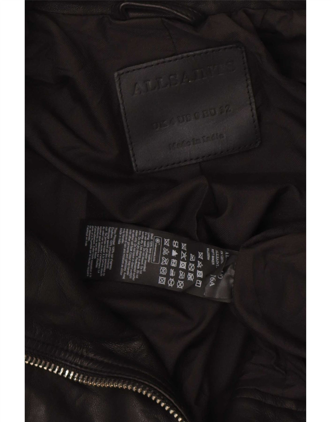 Damska kurtka motocyklowa All Saints Crop Leather UK 4 XS, czarna skóra