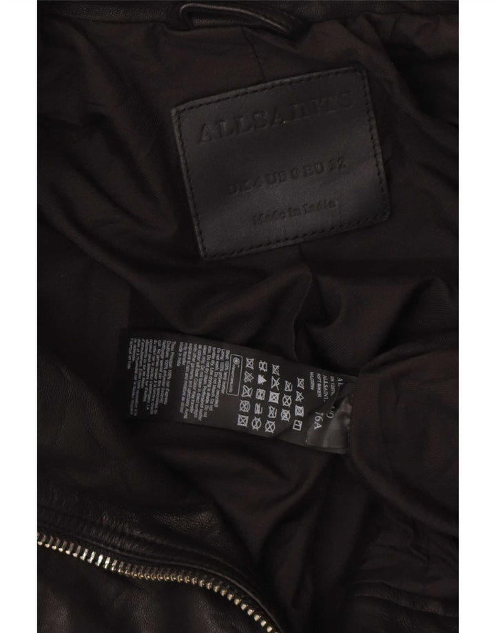 Damska kurtka motocyklowa All Saints Crop Leather UK 4 XS, czarna skóra