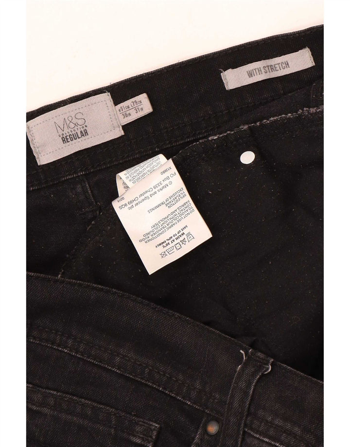 Męskie jeansy Marks & Spencer Regular Straight W36 L31 Czarne bawełniane