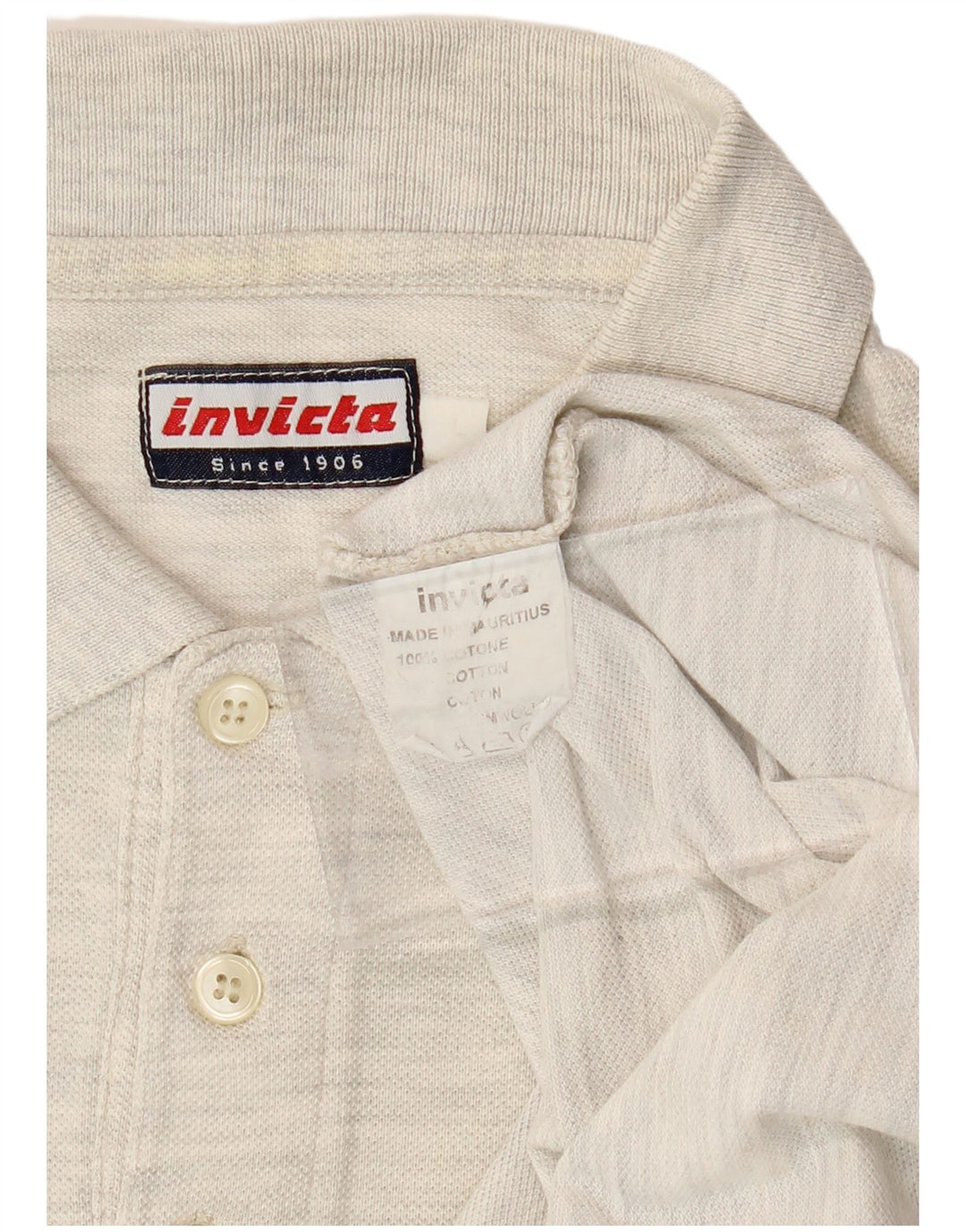 INVICTA Mens Long Sleeve Polo Shirt Large Grey Cotton